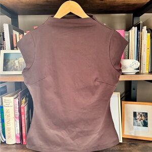 Michael Kors Chocolate Brown Funnel Neck Top
